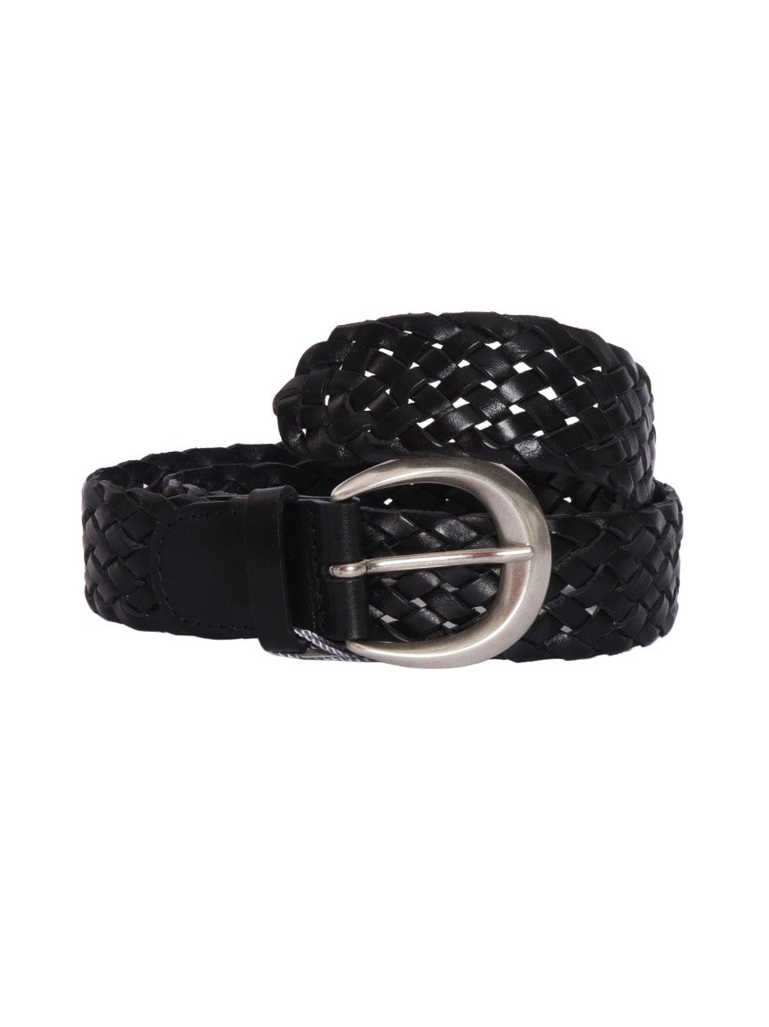 Claudio Orciani Braided Black Leather Belt