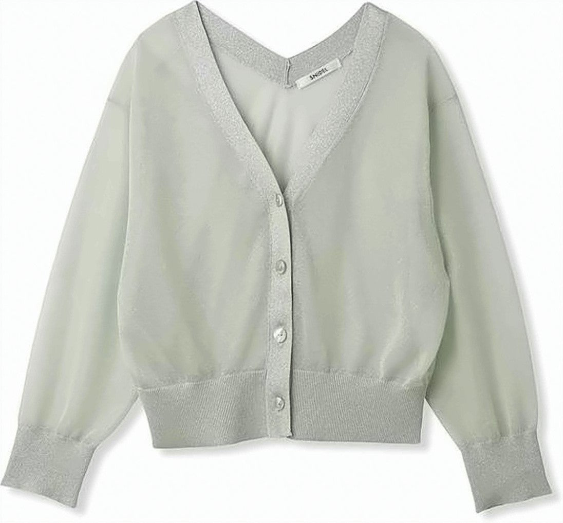 Auralee V-Neck Moher Cardigan With Button-Down Front
