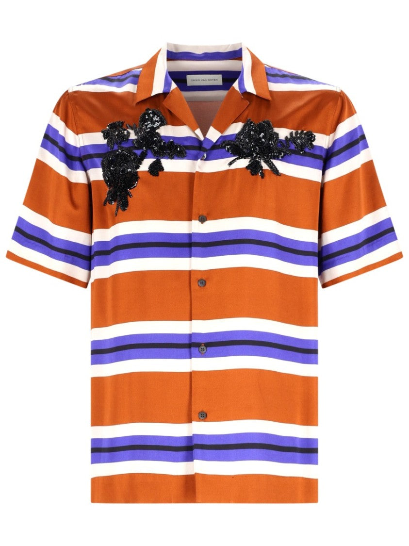 Dries Van Noten Carltone Viscose Horizontal Stripes Shirt