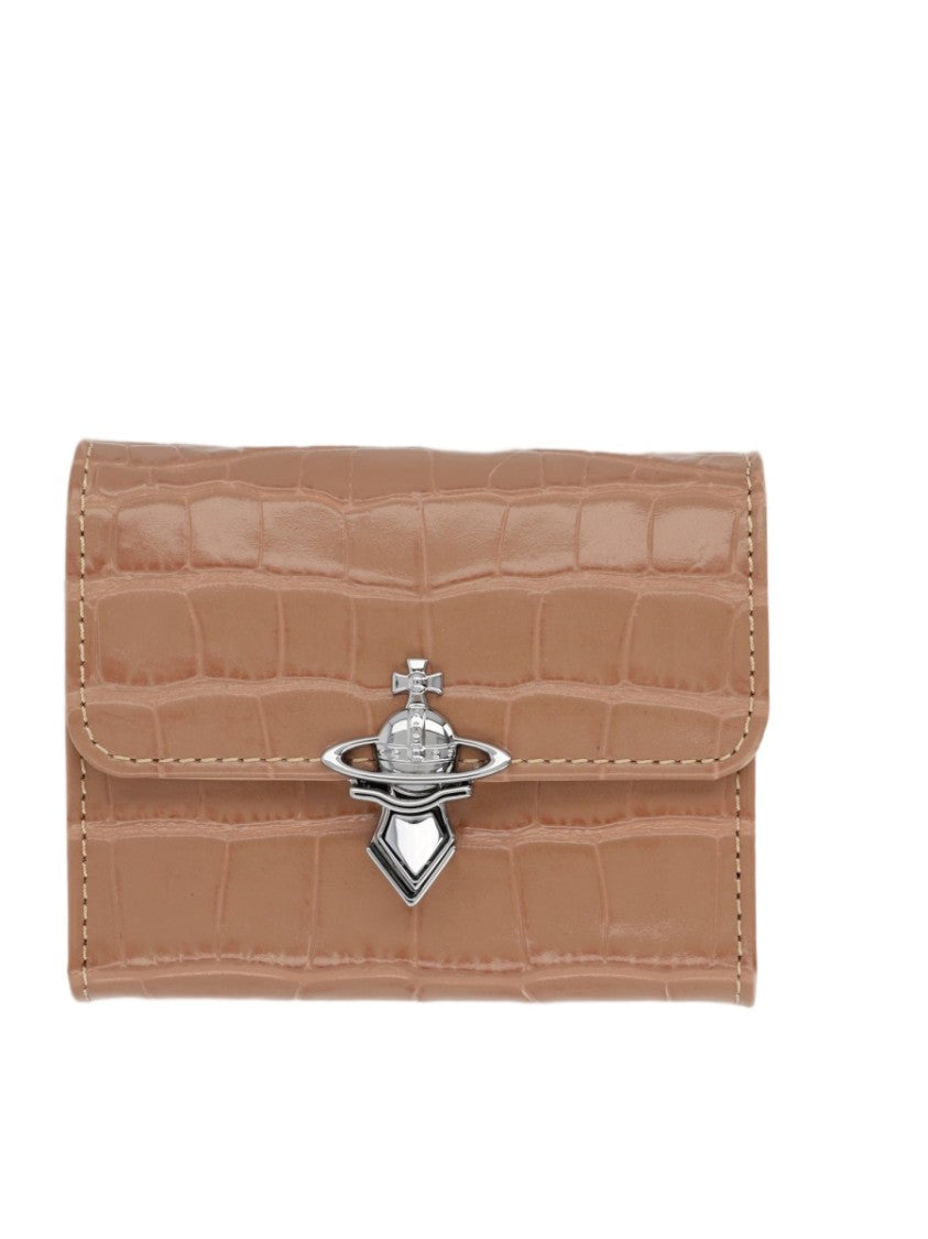 Vivienne Westwood Crocodile-Embossed Orb Clasp Wallet