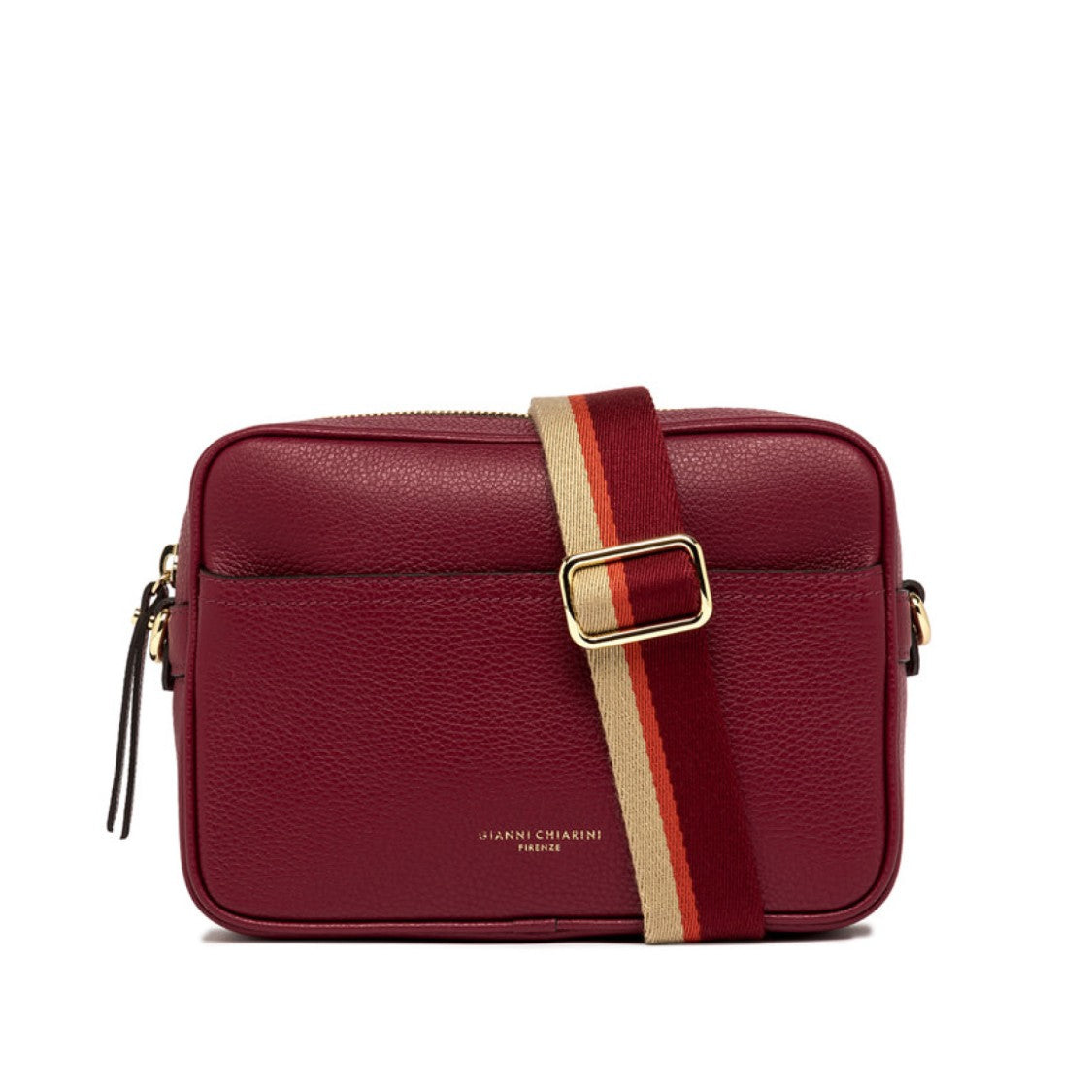 Gianni Chiarini Nina Shoulder Bag In Bordeaux Hammered Leather