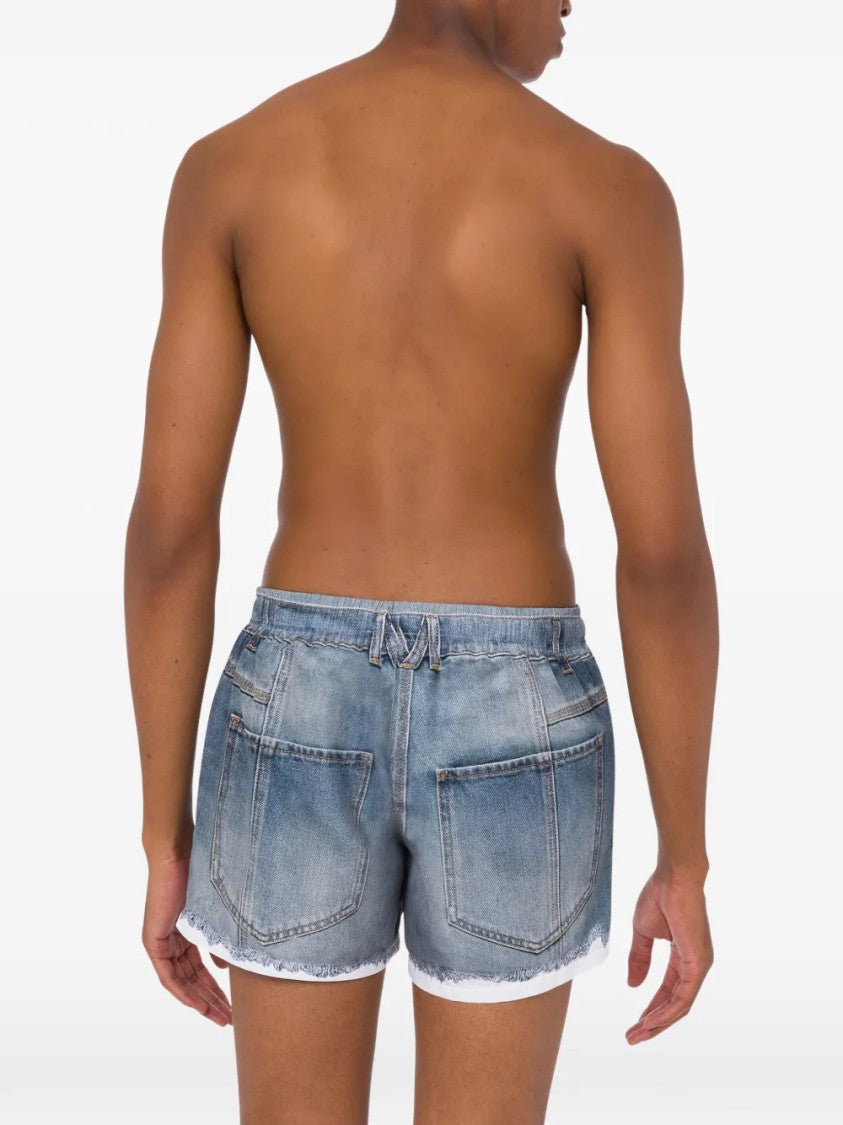 Moschino Faded Blue Casual Shorts With Distressed Hem