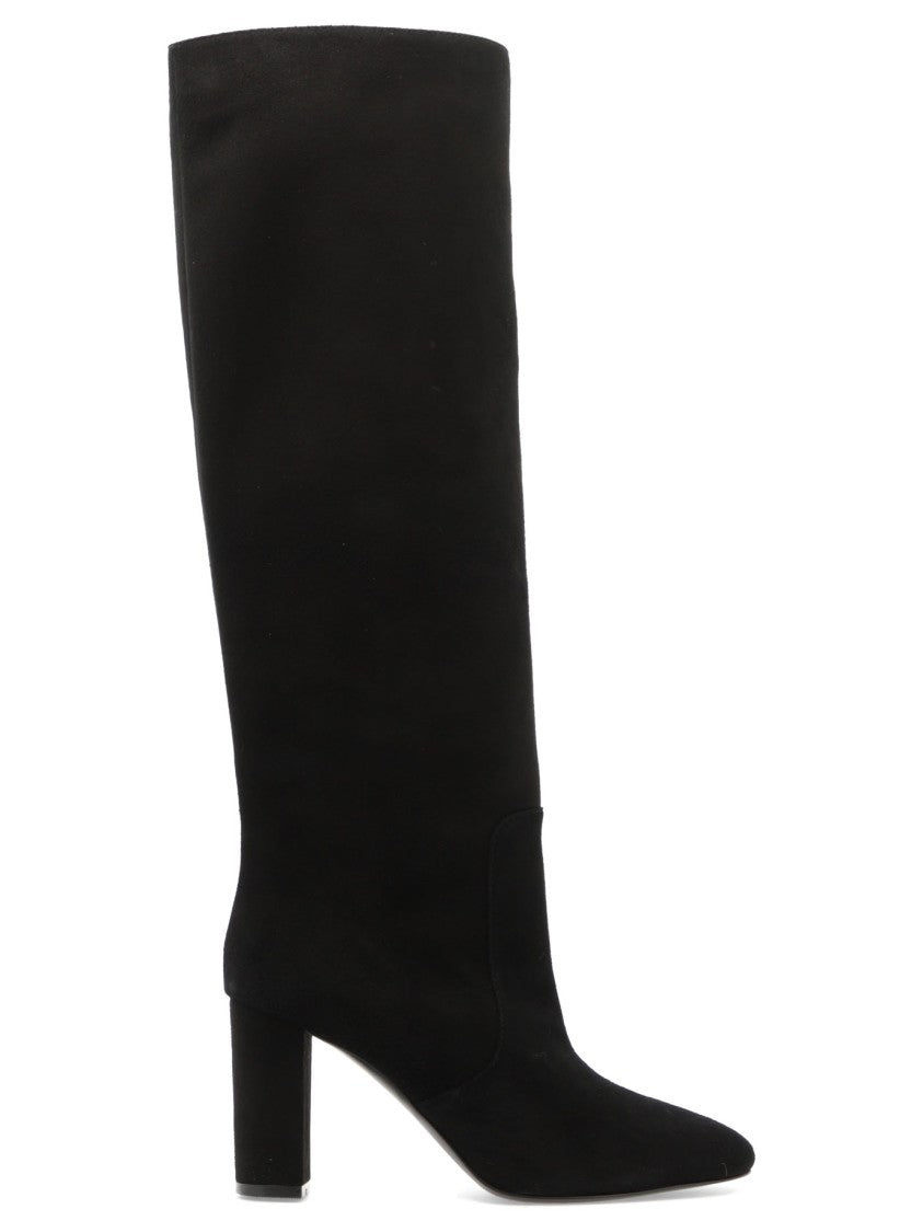 Via Roma 15 Black Suede Ankle Boots With Refined Block Heel