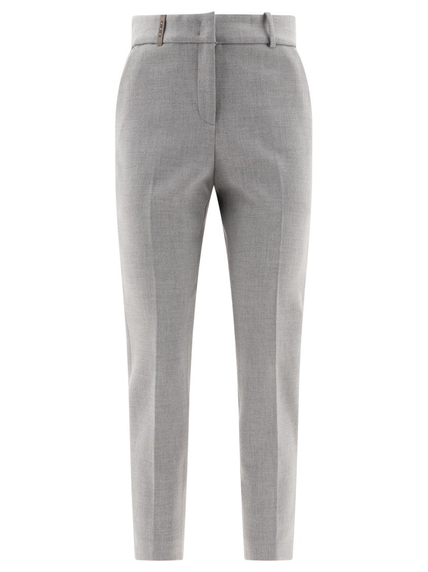 Peserico Fitted Grey Tailored Trousers