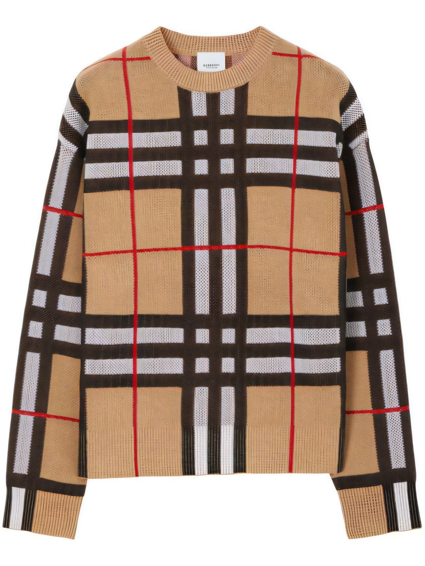 Burberry Bold Check Pattern Sweater With Textured Finish
