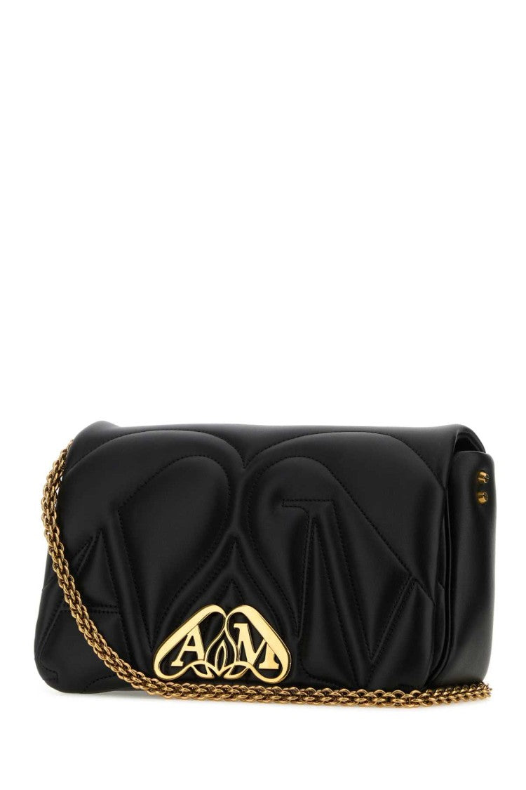 Alexander Mcqueen Black Leather Small Seal Shoulder Bag