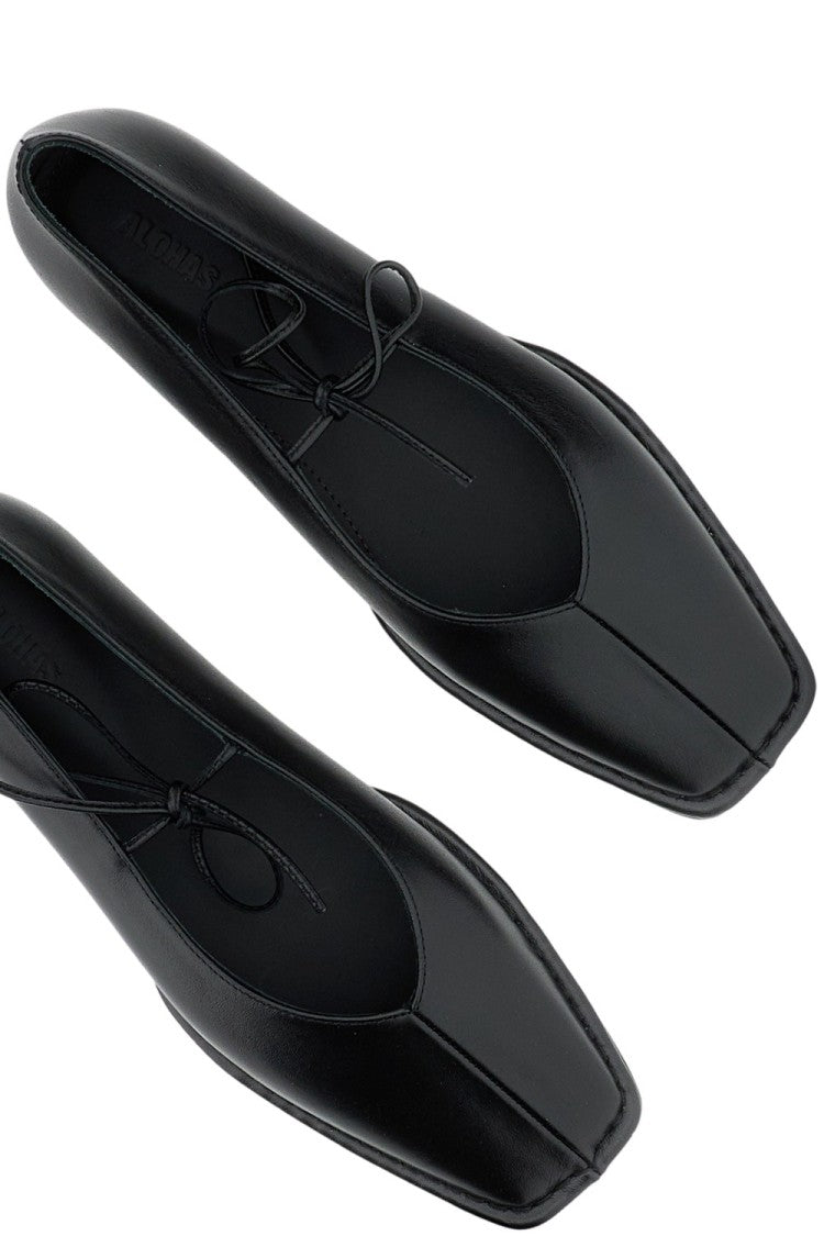 Alohas Sway Black Leather Ballet Flats