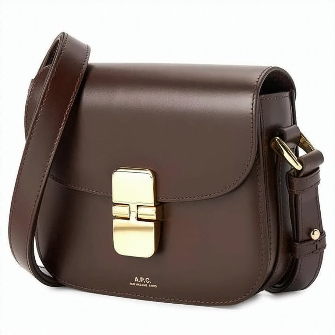 A.P.C. Structured Brown Calf Leather Shoulder Bag