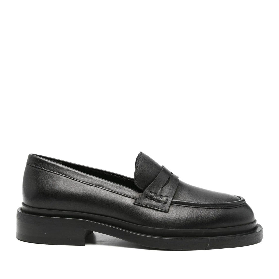 Adrianna Feretti Black Penny Strap Leather Loafers