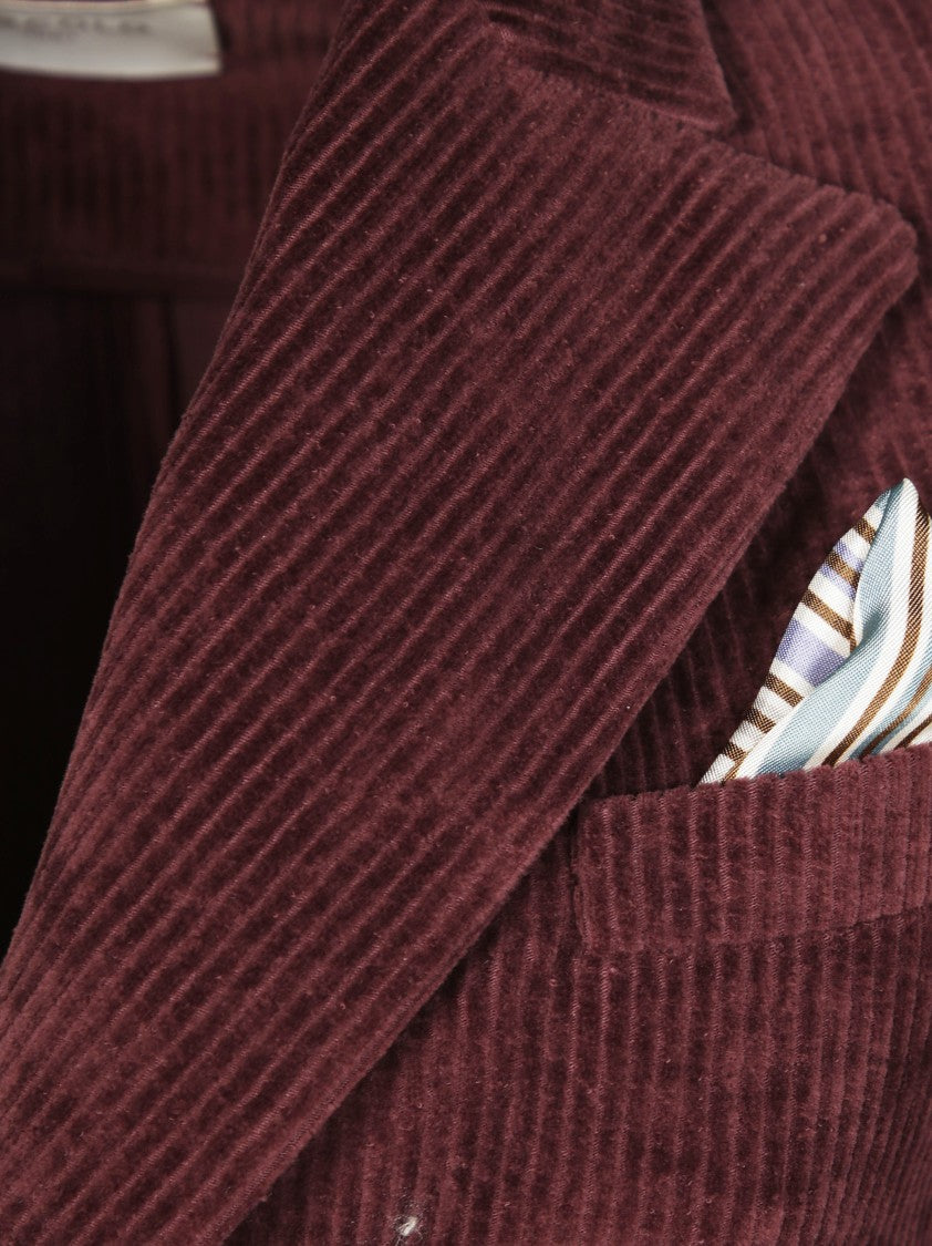 Circolo Double-Breasted Corduroy Blazer With Peak Lapels