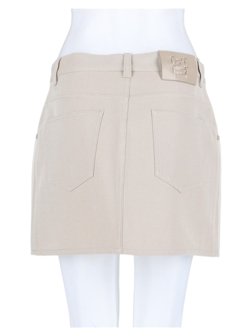 Fendi Ivory Tailored Striped Cotton Mini Skirt