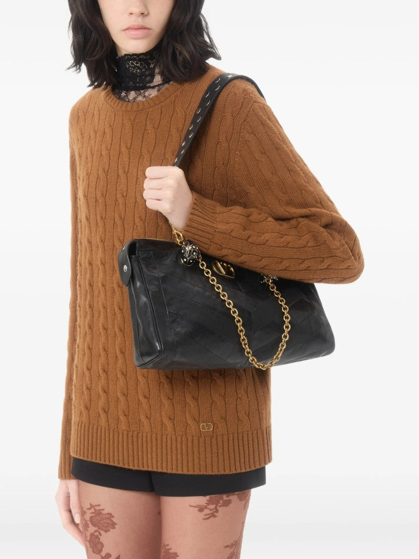 Valentino Cable-Knit Cashmere Crewneck Sweater