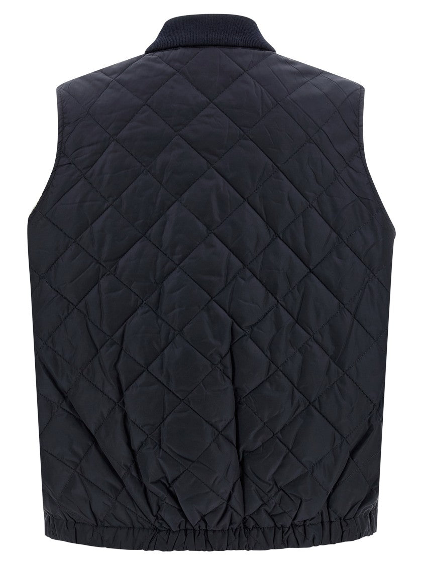 Prada Diamond Quilted Re-Nylon Vest With Corduroy Details