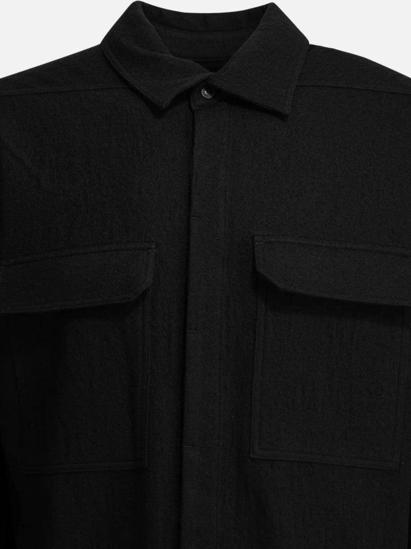 Rick Owens Classic Collar Casual Work Shirt With Flap Pockets