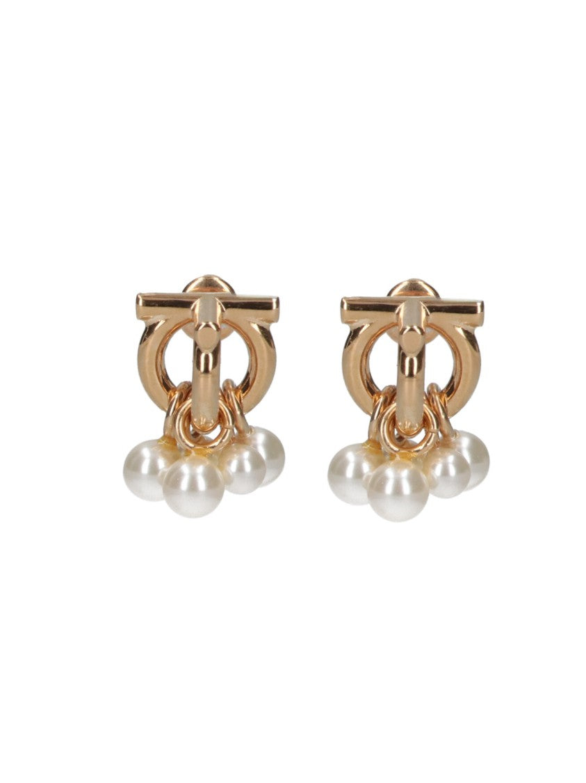 Ferragamo 'Gancini' Pearl Earrings – Gold