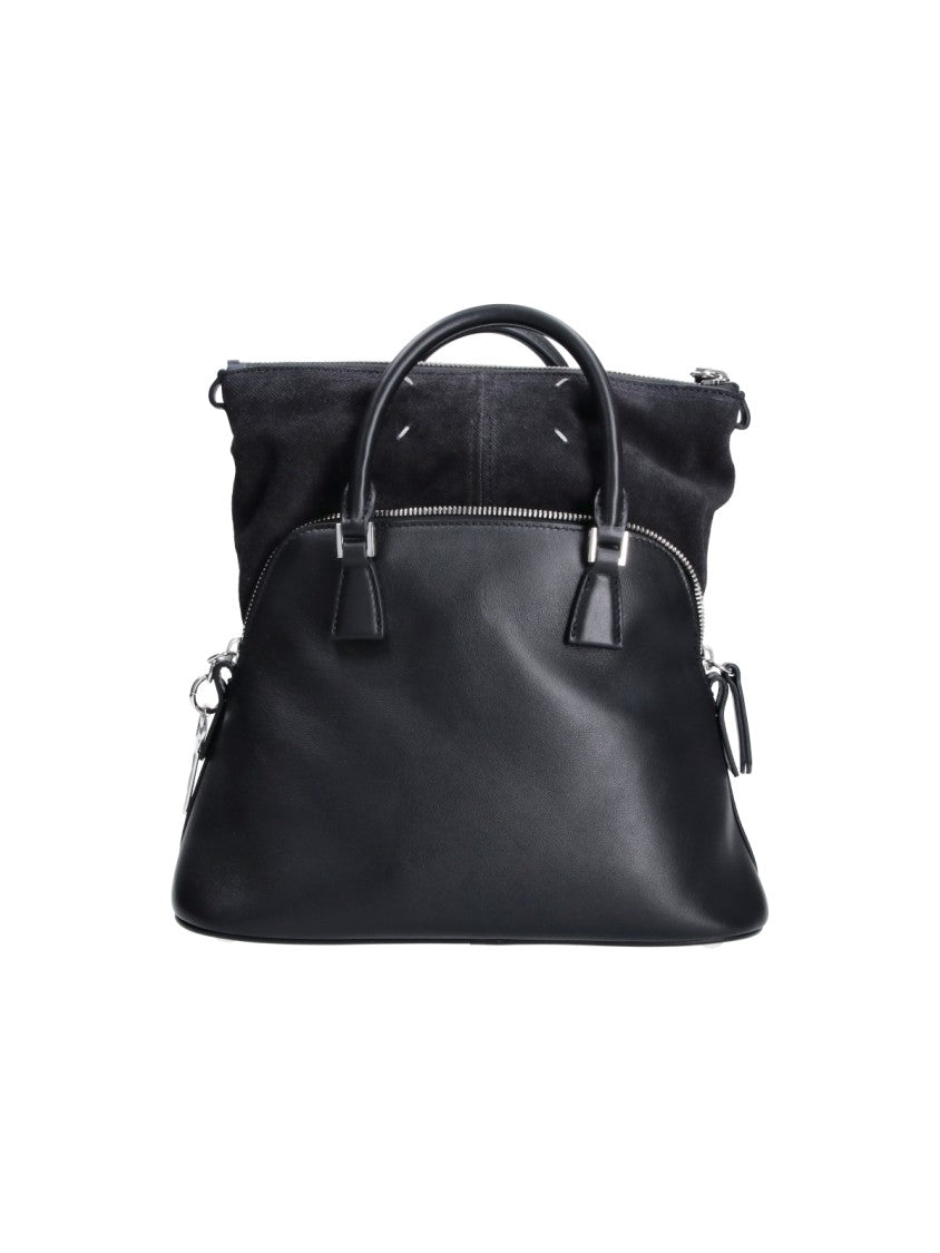 Maison Margiela Mini Top Handle Handbag In Smooth Black Leather