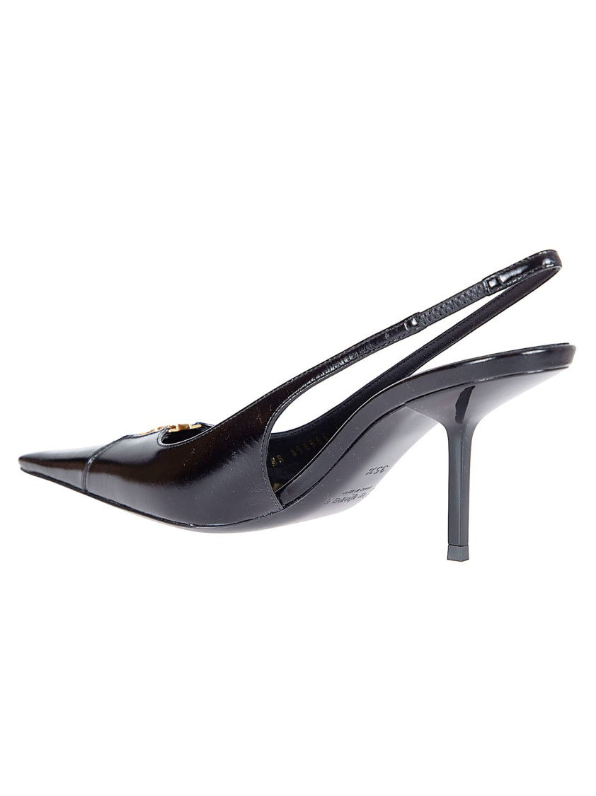 Saint Laurent Slingback Pumps With Perforated Detailing And Stiletto Heel