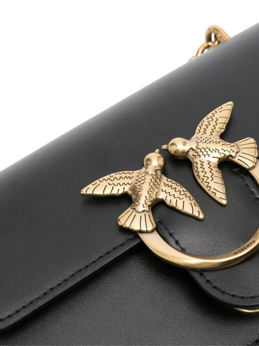 Pinko Shoulder Bag With Gold-Tone Bird Clasp And Chain Strap