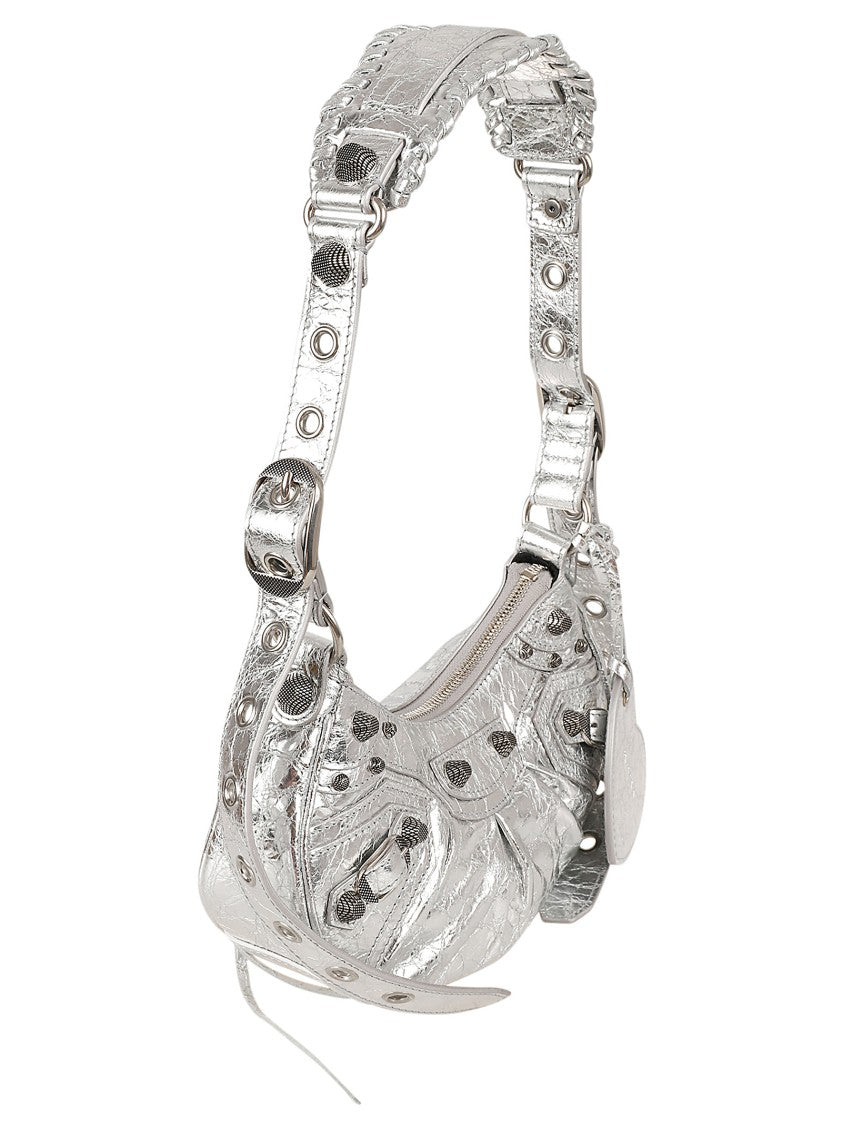 Balenciaga Crescent-Shaped Handbag In Crinkled Lambskin Leather