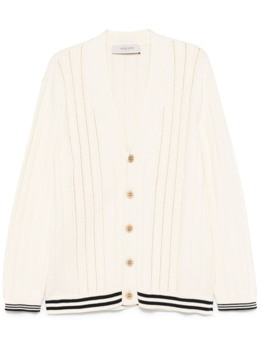 Golden Goose Textured Knit Cardigan With Deep V-Neck