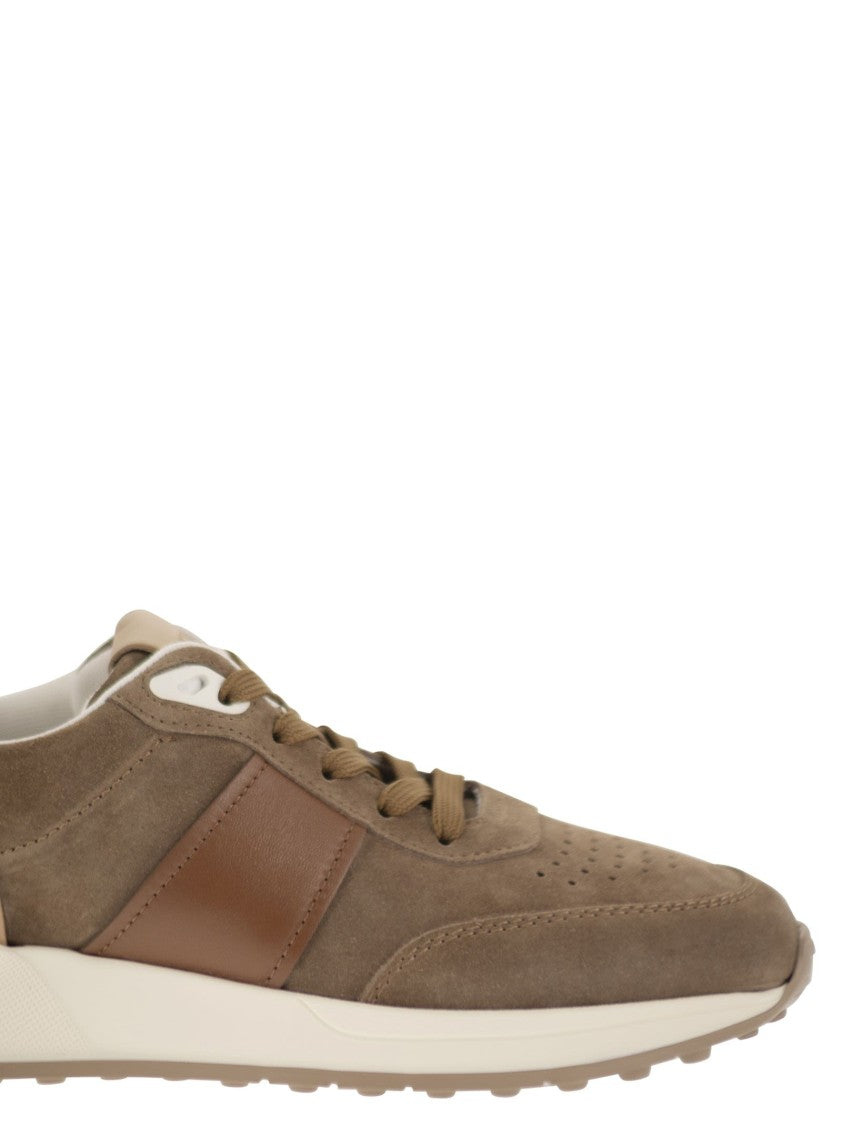 Tod's Suede Upper Sneakers With Smooth Leather Inserts
