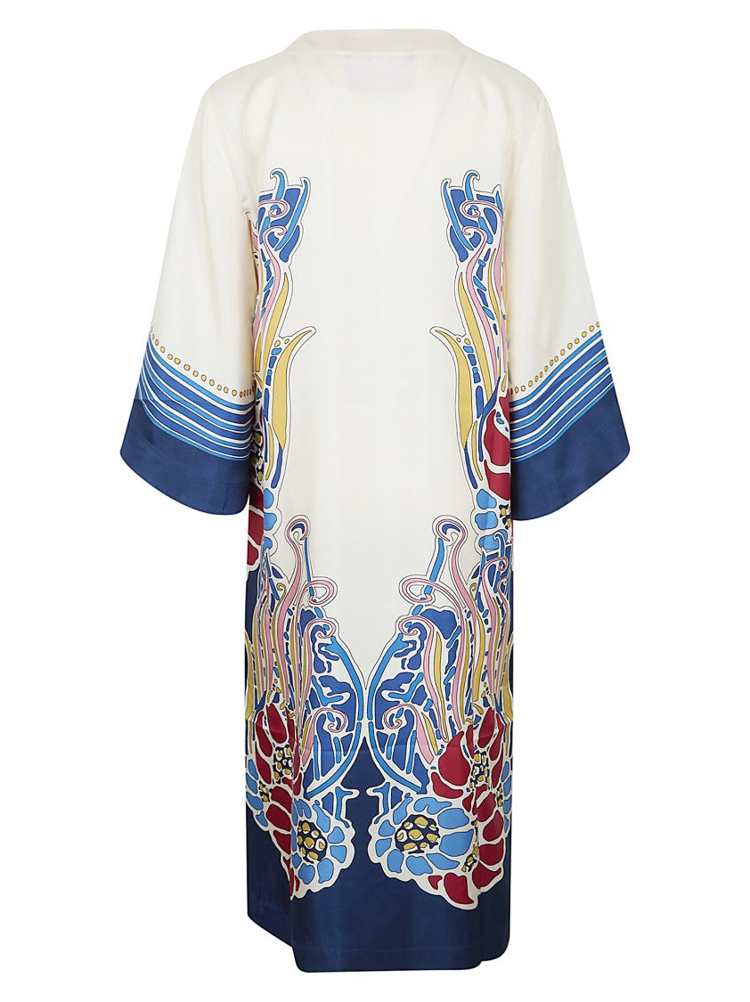 La Double J Silk Twill Kaftan With Unique Lemuria Motif