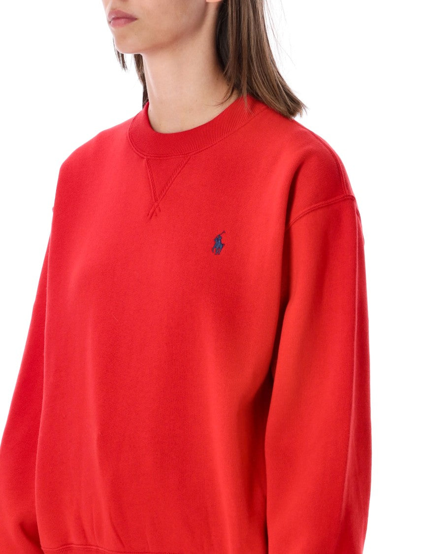 Polo Ralph Lauren Ribbed Crewneck Sweatshirt With Embroidered Logo