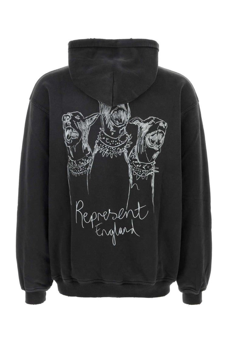 Represent Black Cotton Oversize Thoroughbred Dogs Sweatshirt