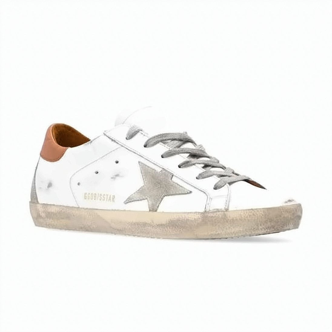 Golden Goose Distressed White Leather Low-Top Sneakers