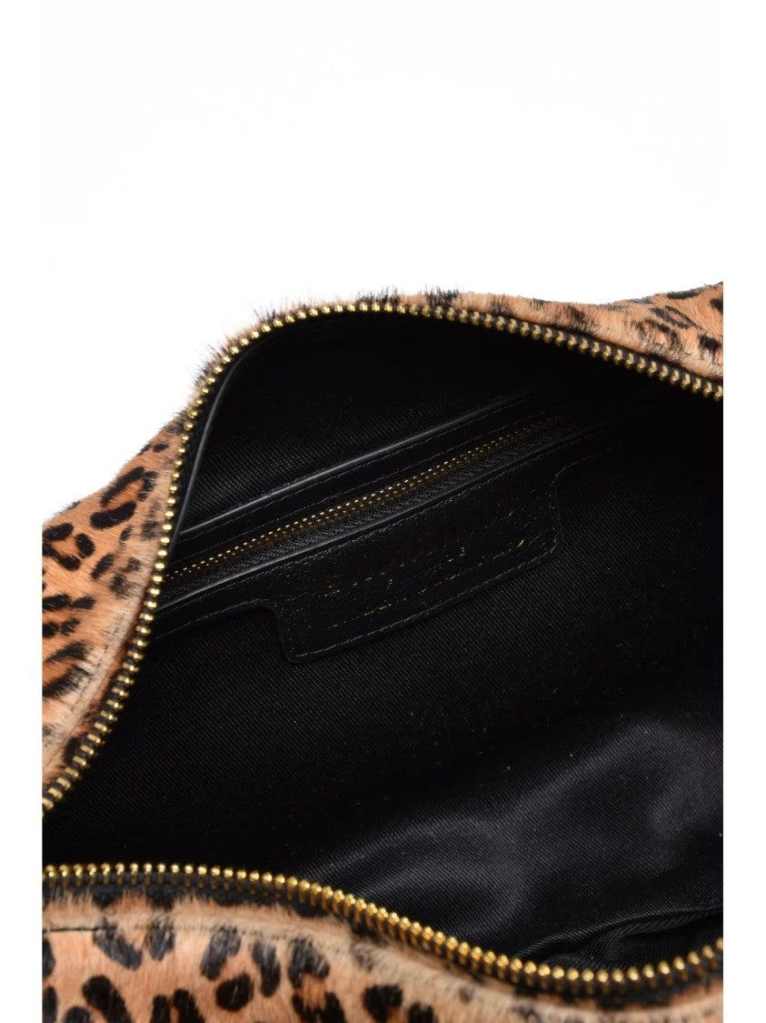 Ermanno Firenze Alicia Leopard Print Shoulder Bag With Gold Hardware Accents