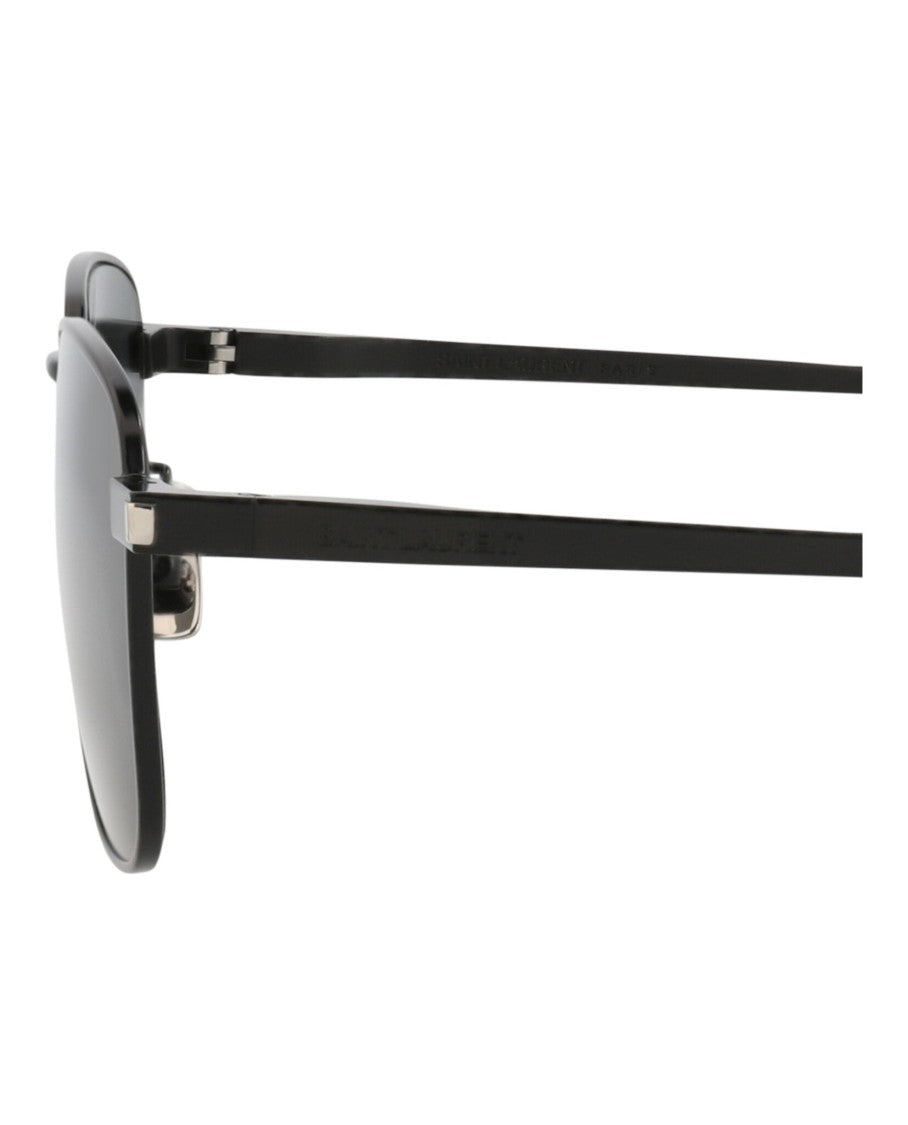 Saint Laurent Square-Frame Metal Sunglasses With Comfortable Nose Pads