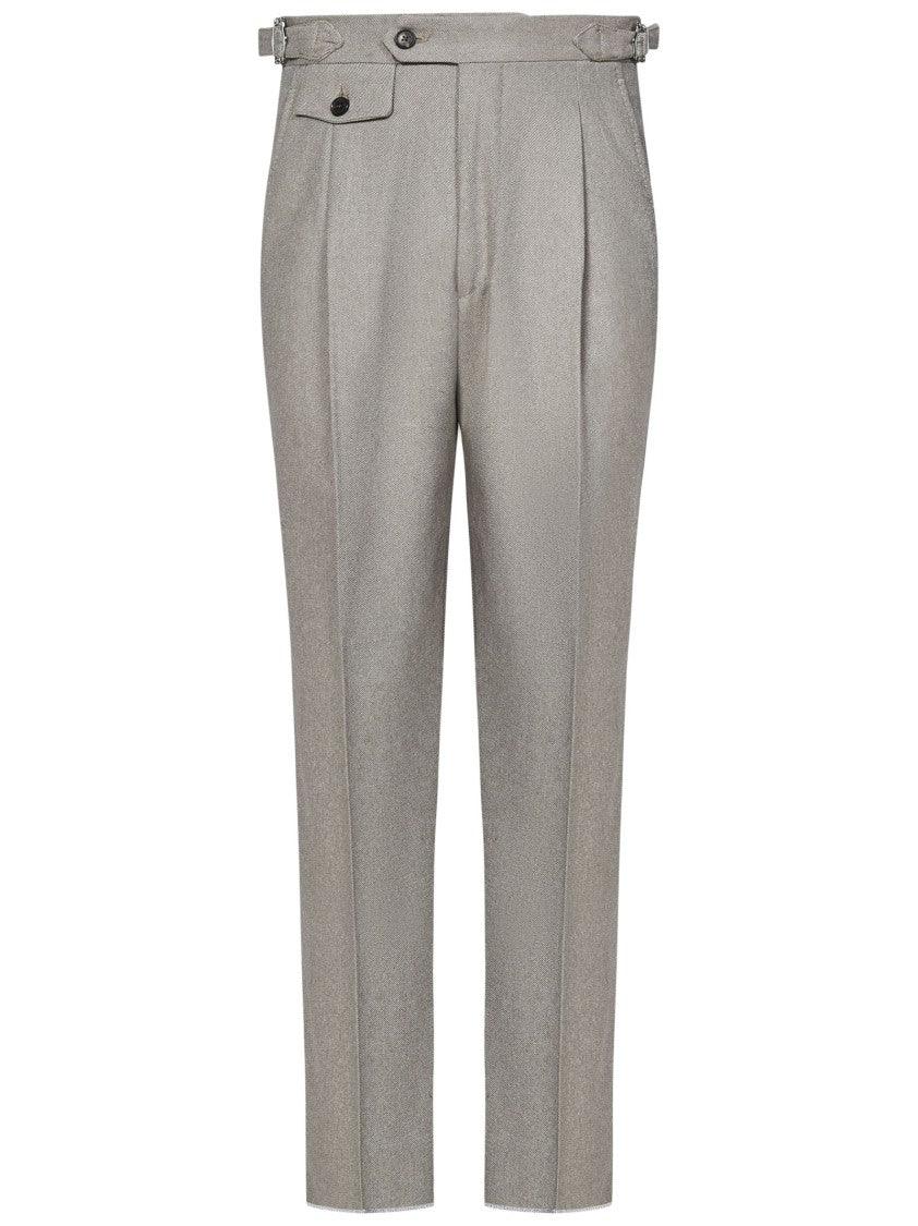 Franzese Collection Tailored Grey Australis Denim Super 150S Merino Wool Trousers