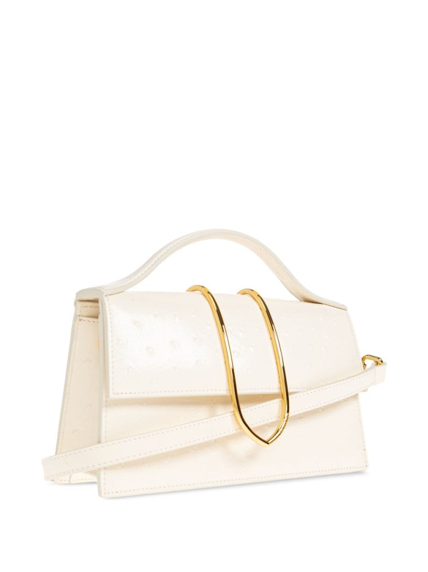 Jacquemus Off-White Ostrich Effect Structured Rectangular Handbag