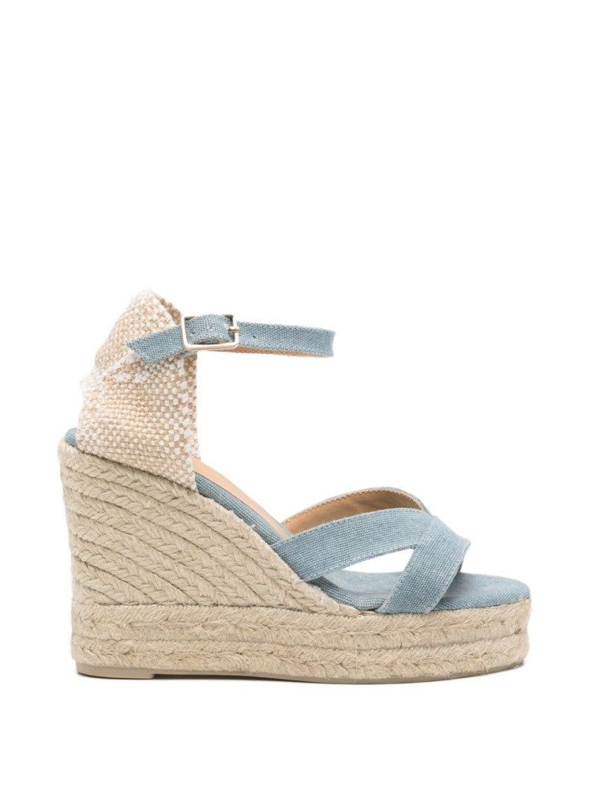Castaner Light Blue Fabric Wedge Sandals