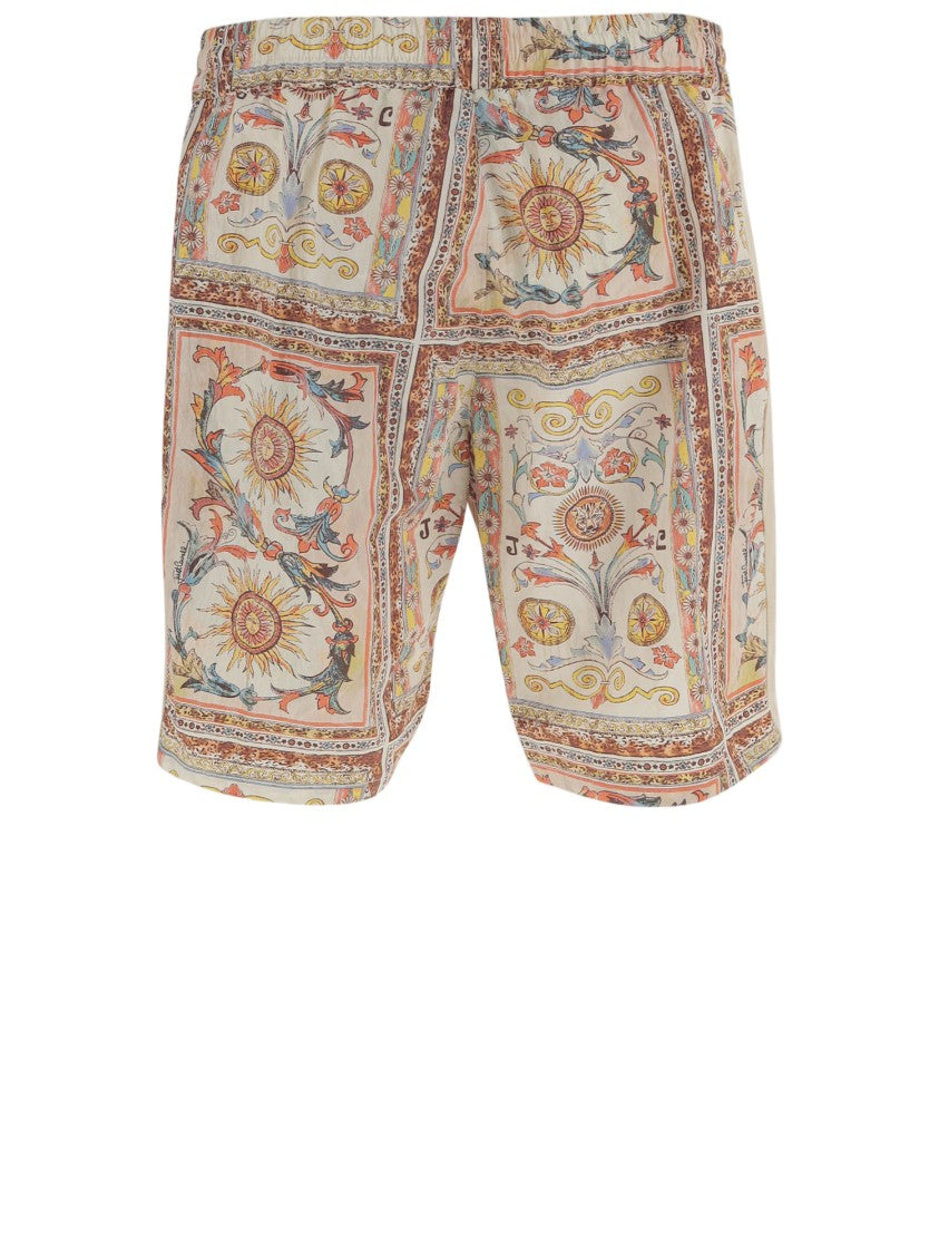 Just Cavalli Nylon Shorts With Ornamental Print