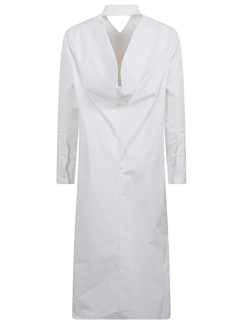 Balenciaga Minimalist White Cotton Dress With Button-Down Front