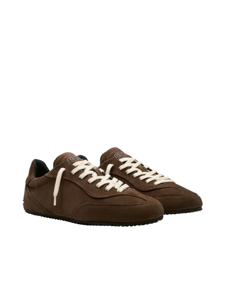 Axel Arigato Handcrafted Dark Brown Suede Low-Profile Sneakers With Woven Panels