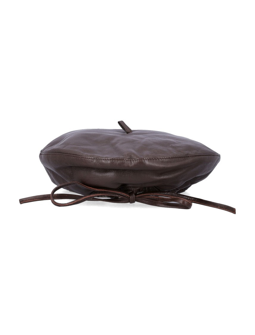 The Garment Sleek Leather Beret With Adjustable Tie