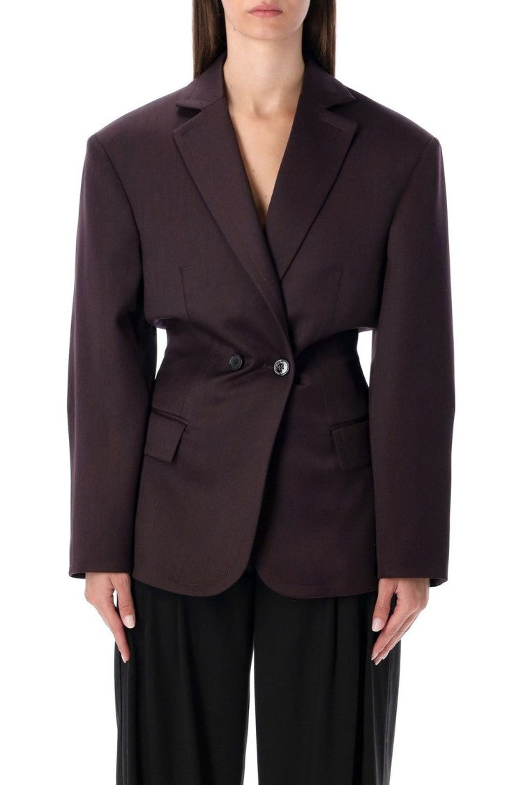 Magda Butrym Db Breast Fitted Blazer Burgundy