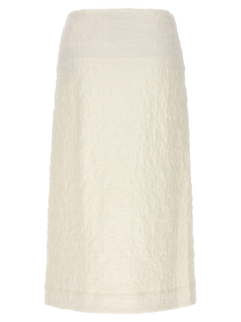 Jil Sander Textured Cotton Skirt With Front Zip Closure