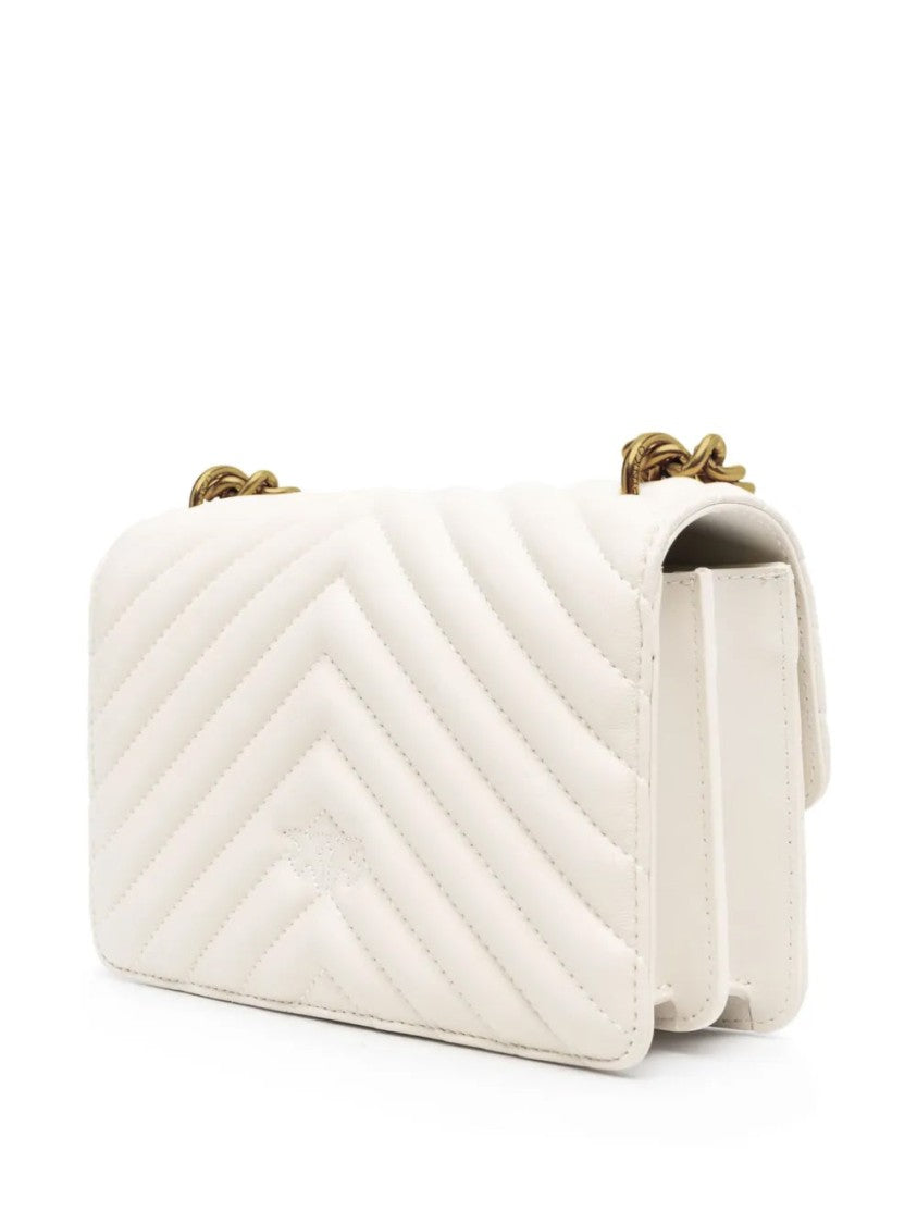 Pinko Quilted Sheepskin Mini Crossbody Bag With Bird Clasp