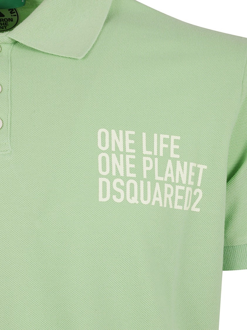 Dsquared2 Green Polo Shirt With Classic Collar