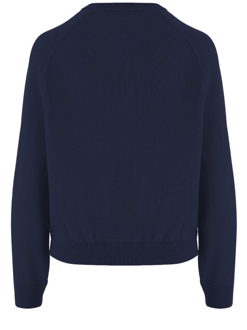Allude Navy Blue Wool And Cashmere Sweater