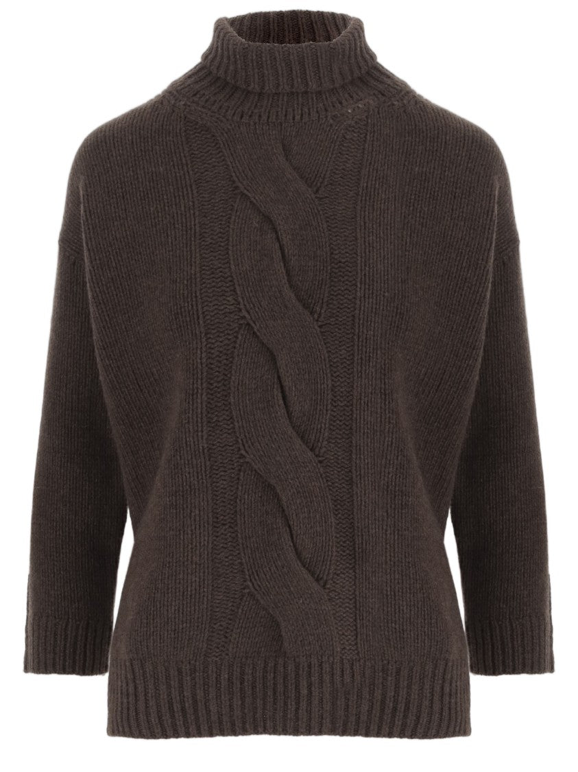 Bruno Manetti Cable-Knit Wool And Cashmere Sweater With Turtleneck Design