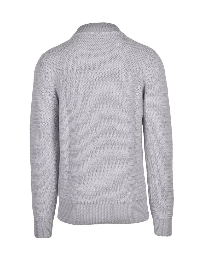 Kangra Crew Neck Sweater In Extrafine Merino Wool With Textured Pattern