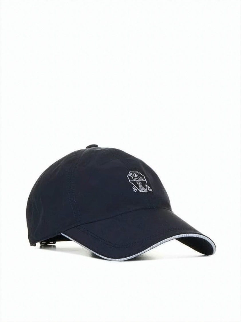 Brunello Cucinelli Black Baseball Cap With Embroidered Emblem