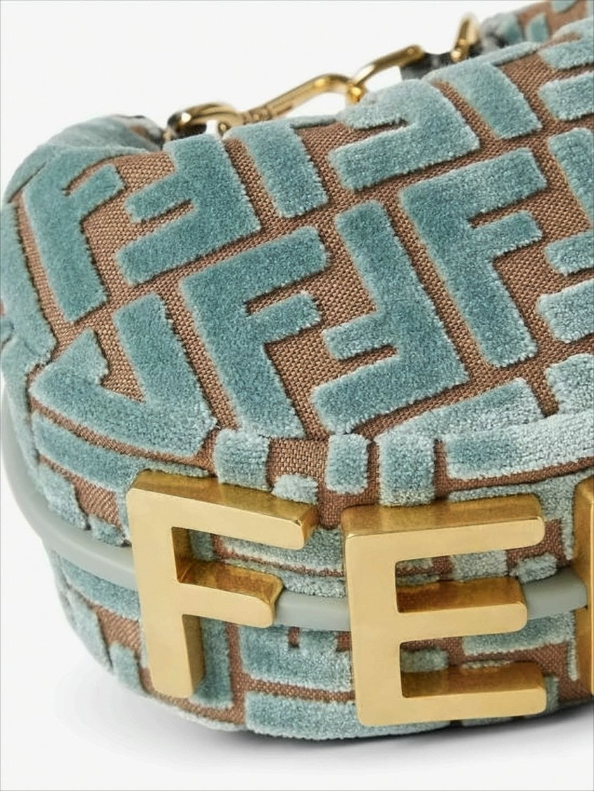 Fendi Crescent-Shaped Shoulder Bag In Plush Velvet