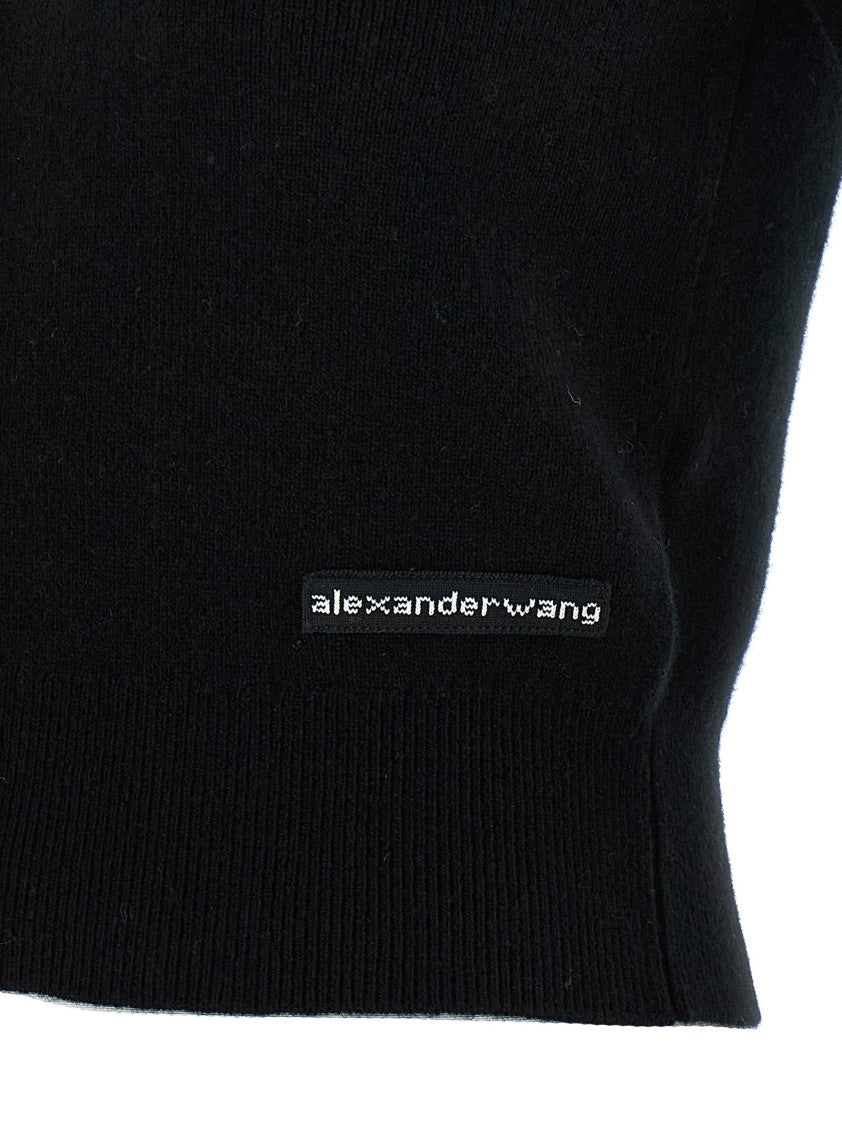 T By Alexander Wang Cropped Wool Cardigan With Polo Collar