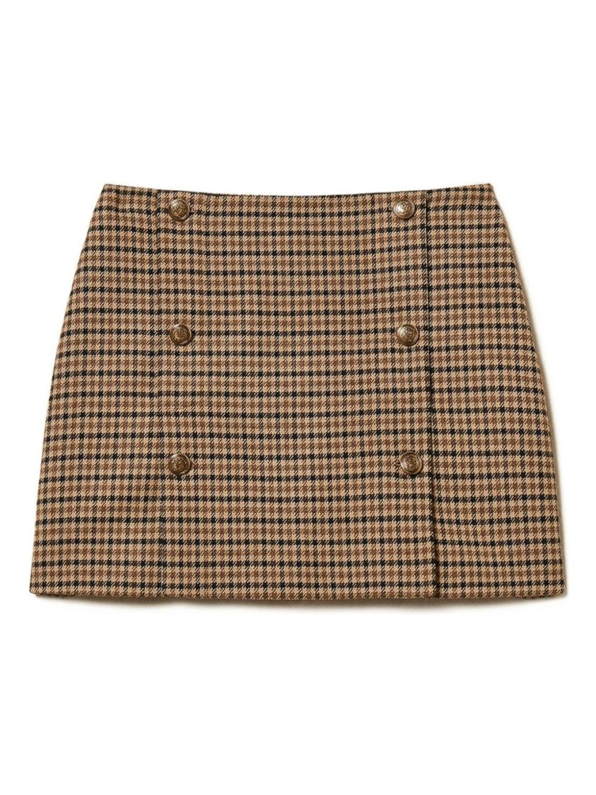 Twin-Set Houndstooth Mini Skirt With Decorative Double-Breasted Detailing