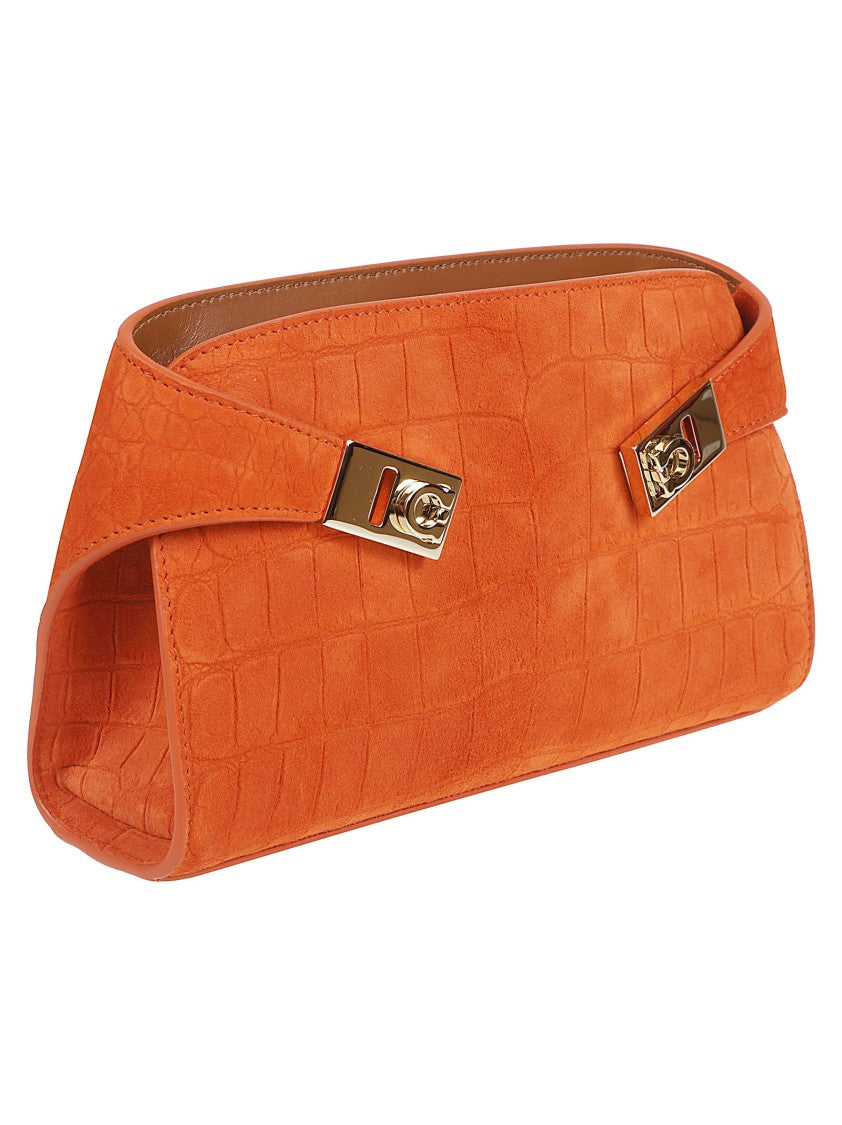 Ferragamo Mini Bag With Crocodile Print And Gold-Tone Buckles